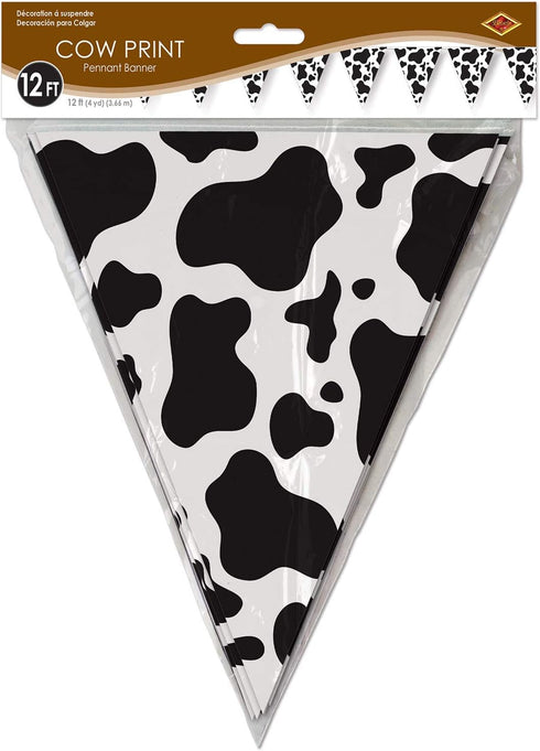 Cow Print Pennant Banner Party Accessory (1 count) (1/Pkg)...