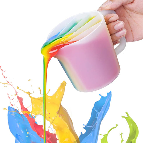 LET'S RESIN 17OZ/500ML Split Cup with Handle, Thicken & Easy Clean Split Cups for Paint Pouring with 5 Channels, Silicone Reusable Fluid Art Split...