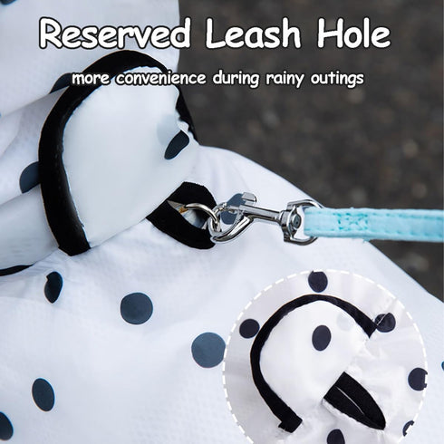Dog Clothes- Waterproof & Quick-Drying Puppy Raincoat with Hood and Leash Hole Cute Hooded Rain Poncho Gear for Small Medium Large Dogs Dot Large...