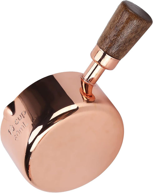 Mini Sauce Pan, Rose Gold Stainless Steel Butter Warmer with Pour Spout and Wooden Handle for Home Kitchen Cooking Ware(1/4cup)...