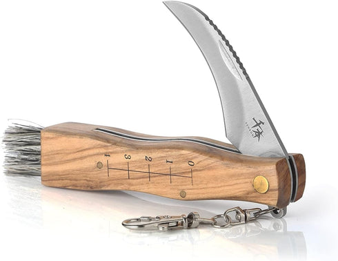 Outdoor Foldable Mushroom Knife Gardening Knife Portable Foraging Knife Fruit Picking Knife Natural Olive Wood Handle,2-Piece...