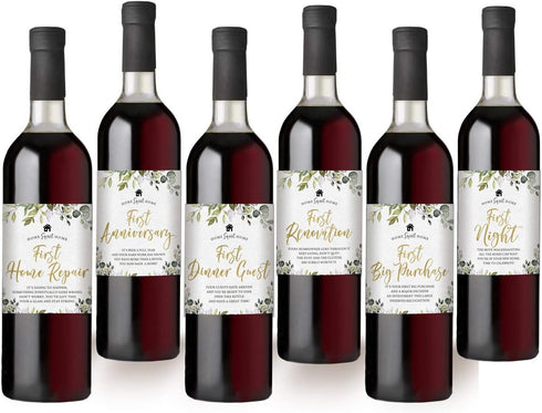 Printed Party New Home Milestones, Housewarming Gift Idea, 6 Wine Bottle Labels...