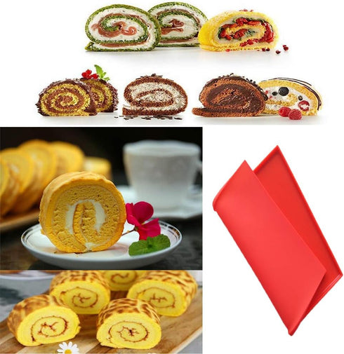 YUANAIYI Swiss Roll Cake Mat - Flexible Multipurpose Silicone sheet Nonstick jelly roll pan Baking Tray Pastry Mat Pizza Cookies Mold?set of 2?...