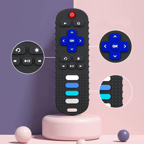2-Pack Baby Teething Toys-TV Remote Control Shape Silicone Infants Teething Toys for Babies 0-18 Months,BPA-Free (2packs-Black)...
