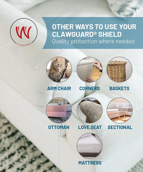 CLAWGUARD Marine Grade Furniture Shields The Ultimate Clear Cat Scratch Pads to Protect & Cover Couch/Sofa/Chair/Upholstery, Crystal Clear 5.5" x ...