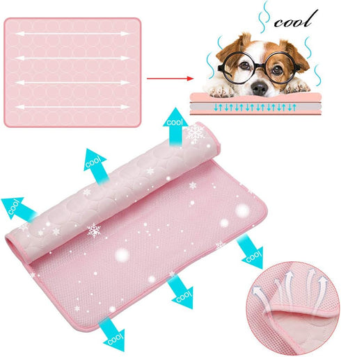 Pet Cooling Mat for Dog Cat Washable Cooling Pad, Reusable Ice Silk Dog Self Cooling Mat, Pet Sleeping Pad Blanket for Pet Beds Kennels Couches So...