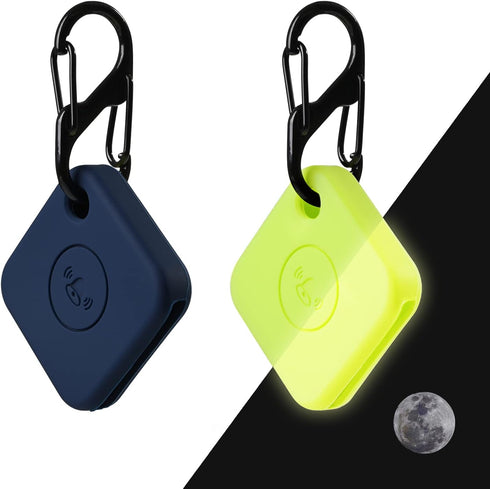 Silicone Case for Tile Mate 2020 & 2018 with Keychains, 2 Pack Anti-scratch Protective Cover with Carabiner (Navy/Fluorescent Green)...