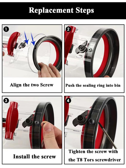 Replacement Dust Bin Sealing Ring for V10 SV12 Dust Bucket Top Fixed Sealing Rings Vacuum Cleaner V10 Dust Bin Cup Sealing Ring Repair Parts Acces...