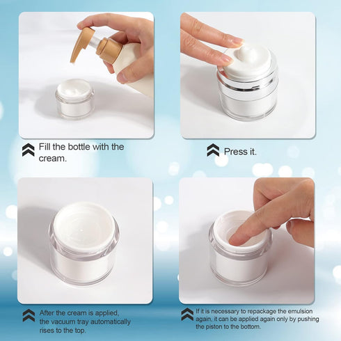 2Pack 30ml Airless Pump Jar - Airless Pump Bottles 1.0 Oz Moisturizer Pump Dispenser, Cream Jar Vacuum Bottle Drunk Elephant Container, Cosmetic P...