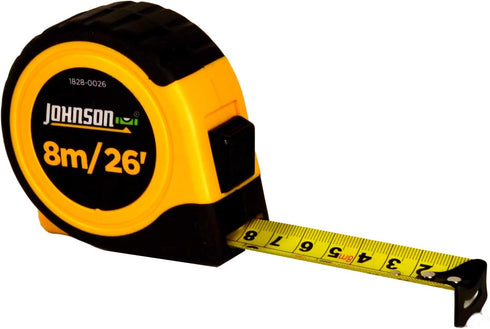 Johnson Level & Tool 1828-0026 Metric/Inch Power Tape, 8m/26', Black/Yellow, 1 Tape...