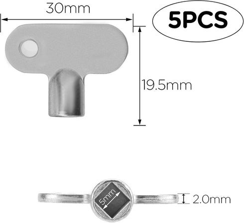 LUTER 5Pcs Radiator Valve Keys, Radiator Bleed Hole Key Radiator Vent Air Valve Key Plumbing Valve Key for Radiators and Faucet (Silver)...