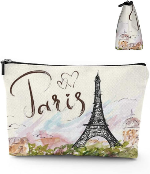 Fantastic Eiffel Tower Paris Romantic France Makeup Bag Large Capacity Portable Toiletries, Cosmetic Bag Pouch for Women, Travel Make Up Bag Organ...