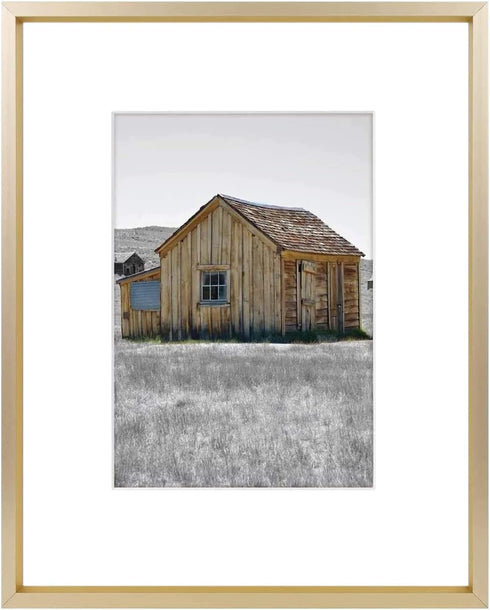 Golden State Art, 8x10 Gold Picture Frame Display Photo 5x7 with Mat or 8 x 10 Without Mat for Wall Mounting, Classic Satin Aluminum Frames with R...