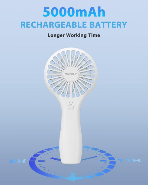 TriPole Handheld Fan 5000 mAh Battery Operated Mini Fan Portable Small Personal Fan with Powerful Wind USB Rechargeable Eyelash Fan for Makeup Gir...