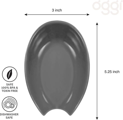 OGGI Spooner Ceramic Spoon Rest- Spoon Rest for Stove Top, Spoon Holder for Countertop, Kitchen Decor for Counter, Coffee Bar Accessories, Gray...