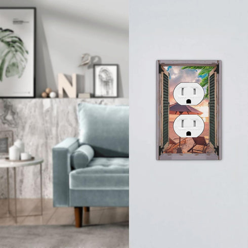Tropical Summer Beach Sunset 1 Gang Outlet Covers Duplex Receptacle Wall Plate Decorative Electrical Faceplate Lightswitches for Bathroom Bedroom ...