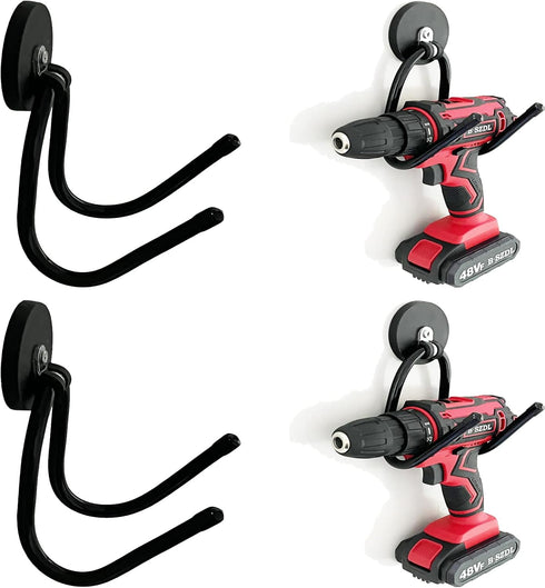Pmsanzay 2 Pack Power Drill Tool Organizer Holder,Magnetic Tool Holders,Garage Tool Storage Rack,Heavy Duty Large Garage Magnet Utility Hooks with...