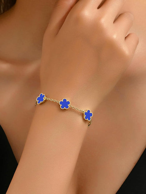 14K Gold Plated Dainty Four Leaf Clover Dot Bracelets for Women Lucky Flower Jewelry...