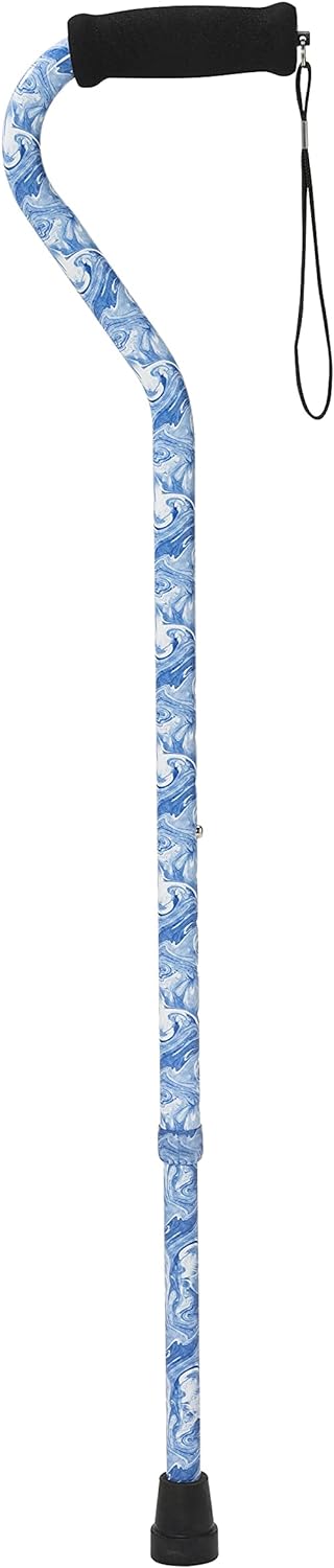 Drive Medical Mobility Aid Adjustable Walking Cane with Foam Grip Offset Handle, Swirl...