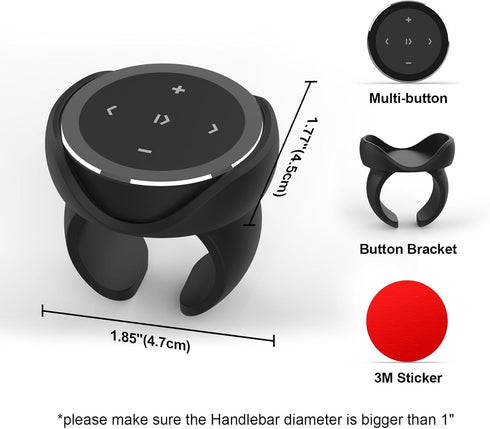 Wireless Bluetooth Media Control Button with Selfie Functionality by UltraConnect - Compatible with iPhone and Android - Perfect for Car & Motorcy...