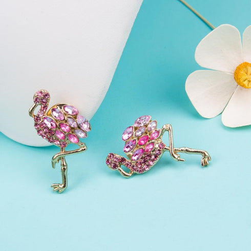 SaiDian 2Pcs Crystal Rhinestone Flamingo Brooch Pin Pink Bird Enamel Collar Lapel Corsage Badge For Women...