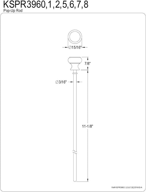 Kingston Brass KSPR3962 Pop-Up Rod for KS3962, 11-11/16-Inch, Polished Brass...