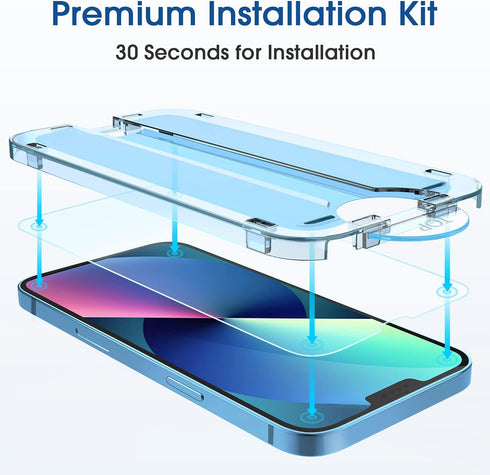 amFilm Screen Protector OneTouch Compatible with iPhone 13, iPhone 13 Pro (6.1", 2021) Tempered Glass and Camera Lens Protector, Edge to Edge Full...