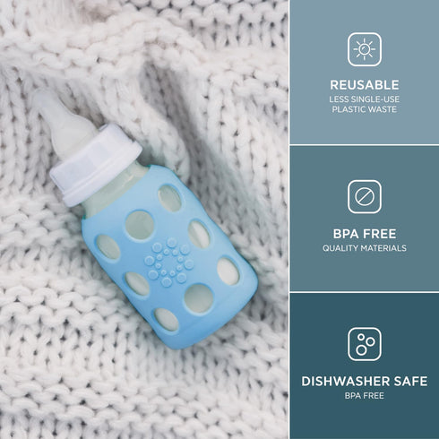 Lifefactory Glass Baby Bottle with Stage 1 Nipple and Protective Silicone Sleeve Cantaloupe, 4 Oz...