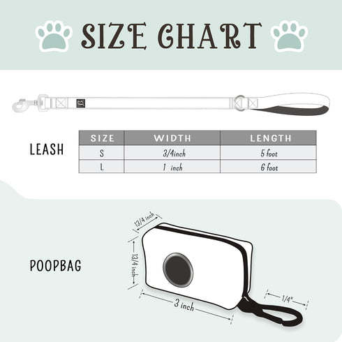 Ultra Joys Dog Leash with Dog Poop Bag Dispenser - Heavy Duty Cotton Fabric Pet Leash with Metal Clasps - Blue Daisy 5ft Dog Leash and Dog Waste B...