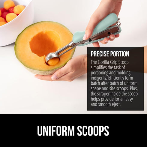 GORILLA GRIP Stainless Steel Cookie Scoop for Baking, 2 TBSP, Multipurpose Melon Baller, Meatball Spring Scoops, Perfect Portion Sizes, Easy Food ...
