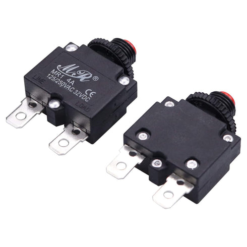 4 Amps Thermal Circuit Breakers, 125/250V AC 32V DC Push Button Manual Reset Overload Protector Circuit Breaker Switch 4A 5 Pack...