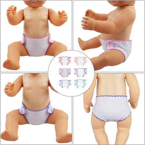 Toyvian 6pcs Doll Diapers baby doll diaper bag baby doll accessories doll underwear Reusable DIY Diaper...