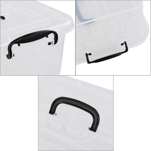 Readsky 8 Quart Lidded Storage Bins Plastic Storage Containers, Clear and Black, 2 Packs...