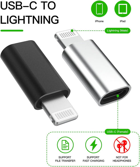 3Pack USB C Female to Lightning Male Adapter, Fast Charging, Reliable, Safety, Premium Material, 1 Year Warranty...