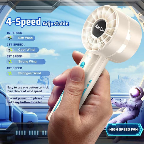 2pcs portable handheld fan personal fan portable neck fan small rechargeable fan usb mini small fan high speed motor lasts 4-16 hours 4-speed lany...
