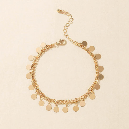 Boho Layered Disc Ankle Gold Sequins Ankle Bracelet Multilayer Tassel Ankle Chain Summer Beach Barefoot Sandals Chain Foot Jewelry for Women...