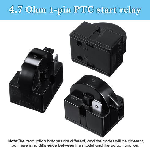 Mudder QP2-4.7 PTC Starter Relay 1 Pin Refrigerator Starter Relay and 6750C-0005P Overload Protector Compatible with LG Refrigerator Compressor, 2...