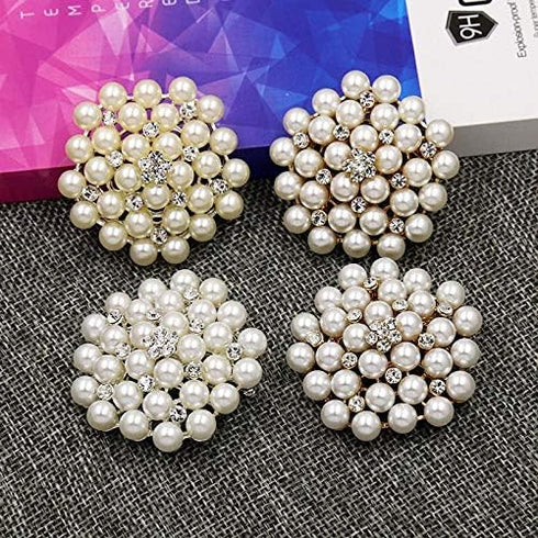 Elegant Imitation Pearl Floral Crystal Brooch Pin for Wedding Bridal Fashion Jewelry...
