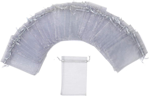 100Pcs Organza Bags with Drawstring 4x6 Inches, Small Mesh Jewelry Candy Pouches Wedding Party Christmas Favor Gift Bags (Gray)...