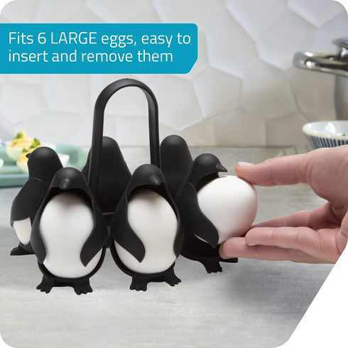 Peleg Design Egguins 3-in-1 Cook, Store and Serve Egg Holder, Penguin-Shaped Boiled Egg Cooker for Making Soft or Hard Boiled Eggs, Eggies, Holds ...