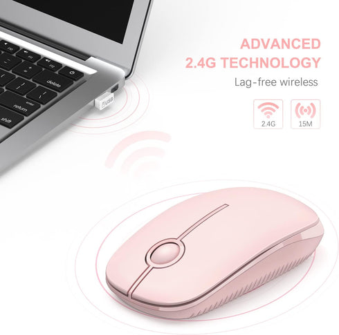 Unipows Wireless Mouse - 2.4G Slim Portable Computer Mouse with Nano Receiver, Less Noise Mobile Optical Mice for Notebook, PC, Laptop, Computer, ...