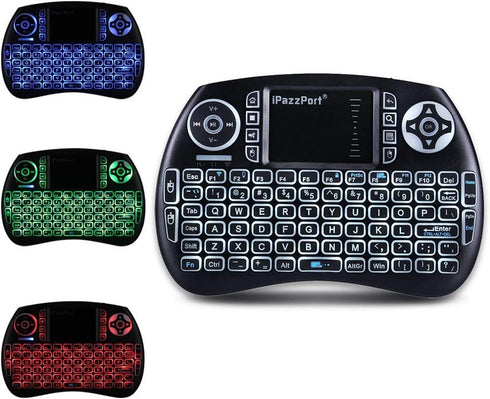 iPazzPort (Newest Upgrade) Mini Bluetooth Keyboard with Touchpad (Handheld Keyboard), Backlit Mini Wireless Keyboard with 2.4G USB Dongle for Goog...