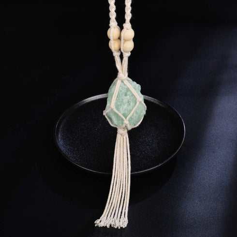 Natural Green Fluorite Meditation Healing Crystals Feng Shui Hanging Ornament for Car, Window, Home Decor...