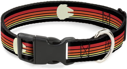 Star Wars Pet Collar, Dog Collar Plastic Buckle, Star Wars Millennium Falcon Stripe Black/Multi Color, 9.5 to 13 Inches 1.0 Inch Wide...