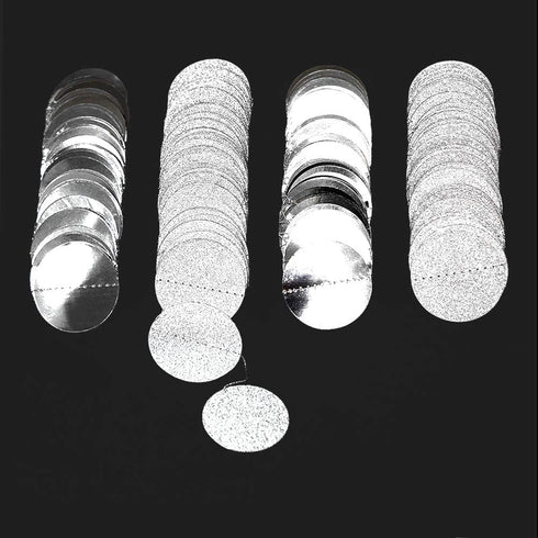 Cheerland Glitter Silver Circle Dot Garlands Metallic Silver Party Decorations Hanging Circle Banner Streamer Backdrop Decor Wedding Birthday Bday...