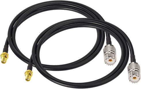 Bingfu Ham Radio Antenna Adapter SMA Female to UHF SO239 Female RG58 Coaxial Jumper Cable 1m 3 feet (2-Pack) for Handheld Ham Two Way Radio Walkie...