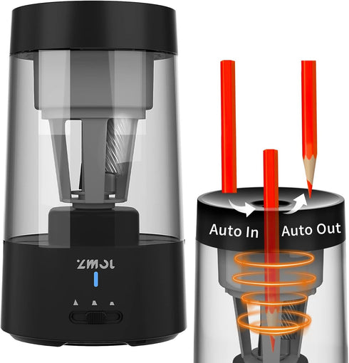 ZMOL Electric Pencil Sharpener, High Speed Automatic and Manual Pencil Sharpener for Kids, Homeschools (Fully Automatic Black)...