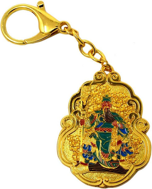 Feng Shui Kuan Kung With Anti Robbery Keychain Harmony Wealth Amulet New Year Gift W3761...
