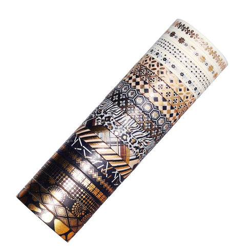 YUBX 20 Rolls Washi Tape Set Black Gold Foil Print Decorative Masking Tapes for Arts, DIY Crafts, Bullet Journals, Planners, Scrapbook, Wrapping 7...