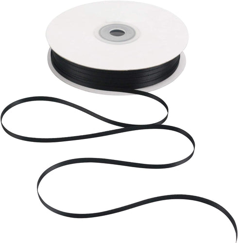 HUIHUANG Solid Color Satin Ribbon 1/8 inch x 100 Yards Roll Ribbon Thin Black Satin Ribbon for Crafts Sewing Gift Wrapping DIY Bows (Black)...